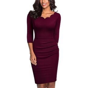 Miusol Women's Ruffle Style 2/3 Sleeve Slim Cocktail Dress