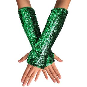 GEMILY Fashion Sequin Gloves Fingerless Cosplay Gloves Long Elastic Sparkly Party Gloves Accessories for Women and Girls in Saudi Arabia