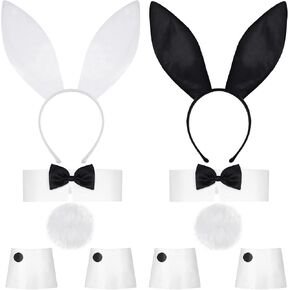 WILLBOND 10Pcs Halloween Bunny Costume Set Women Bunny Ear Headband Collar Bow Tie Cuffs Tail Party Cosplay