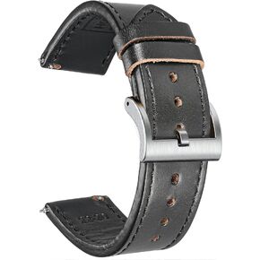 hemsut h Leather Watch Straps, Horween Leather Quick Release Replacement Watch Bands for Men or Women Tranditional or Smart Watches 18mm 20mm 22mm