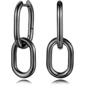 REELMAR Convertible Link Earrings for Women, Paperclip Link Hoop Earrings Dangly, Geometric Huggie Rectangle Drop Dangle Earrings Trendy Statement Jewelry for Girls
