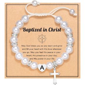 UNGENT THEM Initial Heart Cross Charm Bracelet for Girls, Baptism First Communion Easter Confirmation Gifts for Girls Teens in Kuwait