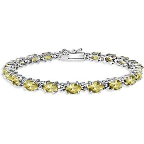 Sterling Silver Genuine, Created or Simulated Gemstone 6x4mm Oval Link Tennis Bracelet for Women in Saudi Arabia