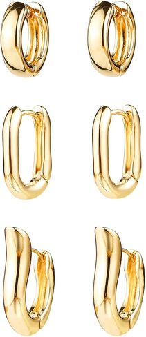 ALLHOLA 14K Gold Hoop Earrings for Women, Hypoallergenic Chunky Gold Hoop Earrings Multipack, Lightweight Twisted Huggie Hoops Earring Set Jewelry for Gifts in Kuwait