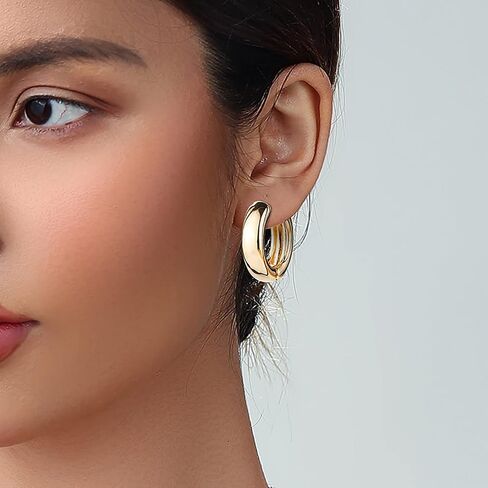 ALLHOLA 14K Gold Hoop Earrings for Women, Hypoallergenic Chunky Gold Hoop Earrings Multipack, Lightweight Twisted Huggie Hoops Earring Set Jewelry for Gifts in Kuwait