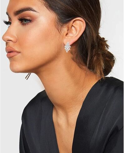 مشبك على الأقراط للنساء غير ثقب كريستال حجر الراين أقراط الزفاف مجوهرات الأزياء أنماط متعددة in Kuwait