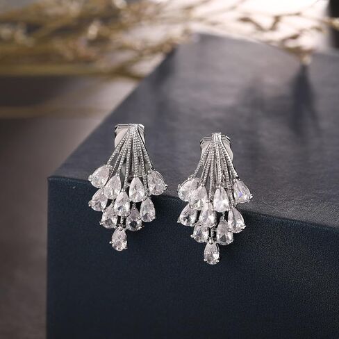 مشبك على الأقراط للنساء غير ثقب كريستال حجر الراين أقراط الزفاف مجوهرات الأزياء أنماط متعددة in Kuwait