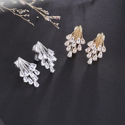 مشبك على الأقراط للنساء غير ثقب كريستال حجر الراين أقراط الزفاف مجوهرات الأزياء أنماط متعددة in Kuwait