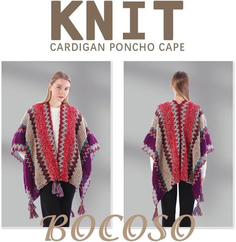 BOCOSO Knit Shawl Wrap Poncho Cape for Women, Ladies Knitted Cardigan Kimono with Fringe for Fall Winter in Saudi Arabia