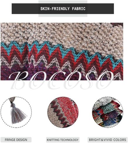 BOCOSO Knit Shawl Wrap Poncho Cape for Women, Ladies Knitted Cardigan Kimono with Fringe for Fall Winter in Saudi Arabia