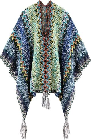BOCOSO Knit Shawl Wrap Poncho Cape for Women, Ladies Knitted Cardigan Kimono with Fringe for Fall Winter in Kuwait
