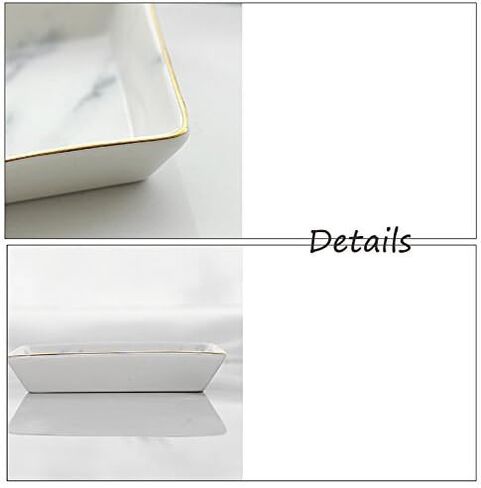 Marble Ceramic Ring Dish Jewelry Dish Ring Holder Jewelry Organizer with Golden Edged Home Decor Wedding Gift (Golden, Large) in Saudi Arabia