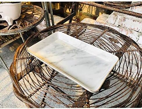 Marble Ceramic Ring Dish Jewelry Dish Ring Holder Jewelry Organizer with Golden Edged Home Decor Wedding Gift (Golden, Large) in Saudi Arabia