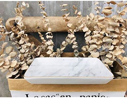 Marble Ceramic Ring Dish Jewelry Dish Ring Holder Jewelry Organizer with Golden Edged Home Decor Wedding Gift (Golden, Large) in Saudi Arabia