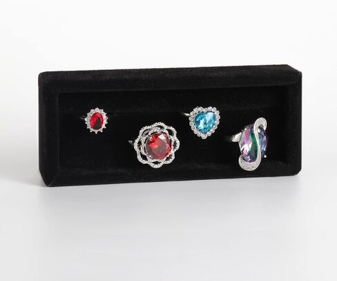 Velvet 7 Slots Ring Earrings Trays Showcase Display Jewelry Organizer (White) in Kuwait