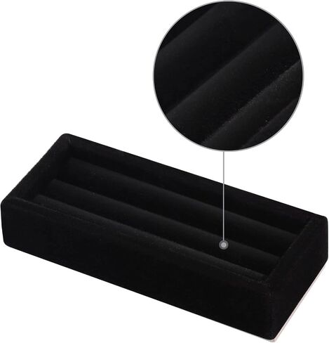 Velvet 7 Slots Ring Earrings Trays Showcase Display Jewelry Organizer (White) in Kuwait