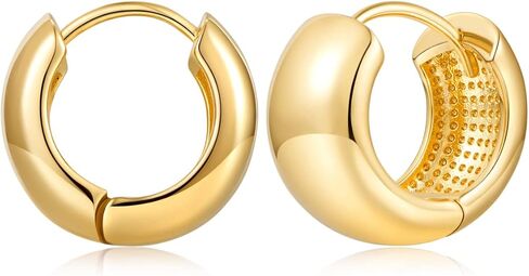 YUJIE Gold Hoop Earrings Chunky Gold Huggie Earrings for Women Girls 18K Gold Plated Earrings Hypoallergenic Small Gold Hoop Earrings for Men Fashion Jewelry in Kuwait
