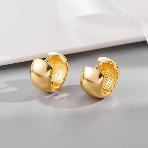 YUJIE Gold Hoop Earrings Chunky Gold Huggie Earrings for Women Girls 18K Gold Plated Earrings Hypoallergenic Small Gold Hoop Earrings for Men Fashion Jewelry in Kuwait