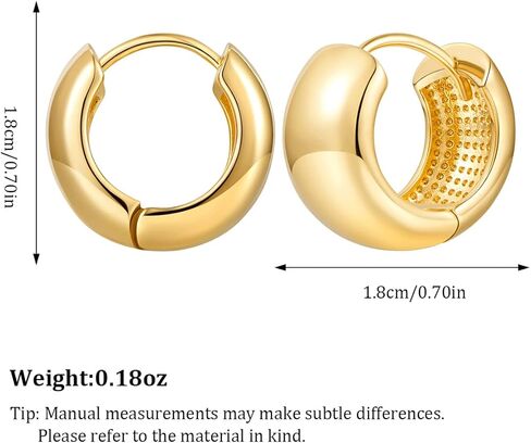 YUJIE Gold Hoop Earrings Chunky Gold Huggie Earrings for Women Girls 18K Gold Plated Earrings Hypoallergenic Small Gold Hoop Earrings for Men Fashion Jewelry in Kuwait