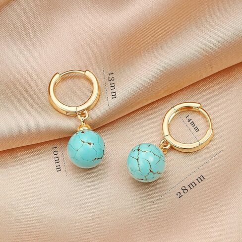 Small Gold Huggie Hoop Earrings Shell Pearl Drop Dangle Post Earrings Hanging Lightweight Handmade Jewelry for women… in Kuwait