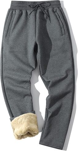 MACHLAB Men's Thermal Fleece Jogger Pants Sherpa Lined Sweatpants Winter Warm Thick Track Pants in Kuwait