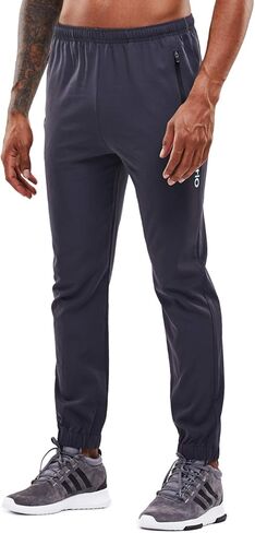 YAWHO Men's Sweatpants Athletic Jogging Pants Sport Joggers Trousers for Workout,Gym,Running,Training with Zipper Pockets in Saudi Arabia