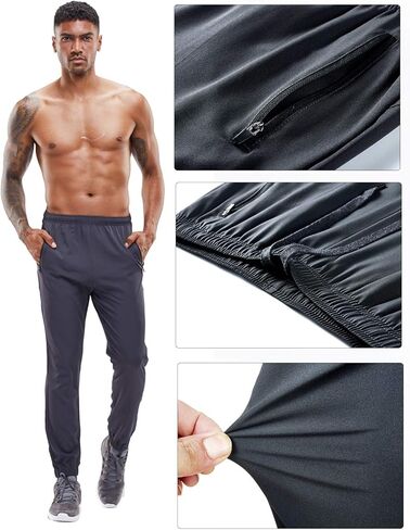 YAWHO Men's Sweatpants Athletic Jogging Pants Sport Joggers Trousers for Workout,Gym,Running,Training with Zipper Pockets in Saudi Arabia