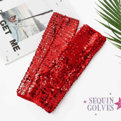 قفازات GEMILY Fashion الترتر بدون أصابع، قفازات كوسبلاي طويلة مرنة سباركلي، إكسسوارات الحفلات للنساء والفتيات in Kuwait