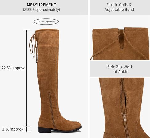 Women's Synthetic Suede Over the Knee Flat Heel Thigh High Boots | Dressy casual thigh high boots,long tall knee high boots ,side zipper, tie-back top,fall,dating,outfit,weekend in Saudi Arabia