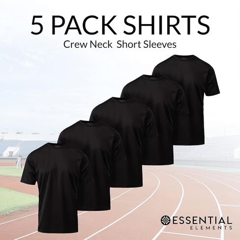 Boys Active T-Shirt - Quick-Dry Athletic Workout Training Stretch Crew Neck Short Sleeve Top 5 Pack in Kuwait