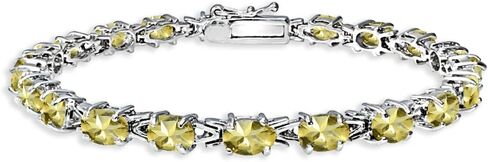 Sterling Silver Genuine, Created or Simulated Gemstone 6x4mm Oval Link Tennis Bracelet for Women in Saudi Arabia