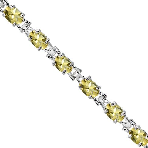 Sterling Silver Genuine, Created or Simulated Gemstone 6x4mm Oval Link Tennis Bracelet for Women in Saudi Arabia