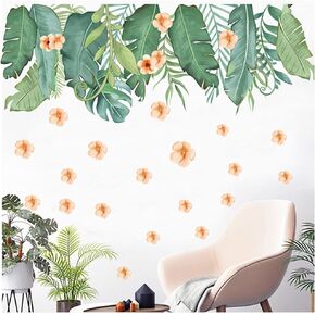 ACEXINYAN Tropical Leaves Wall Decals Removable Jungle Green Palms Tree Plant Wall Stickers for Living Room Kids Room Bedroom Playroom Decor
