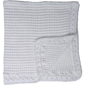 Baby Fancy Christening White Hand Crochet Cotton Shawl or Minky Blanket