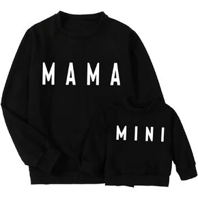 FCDIED Mama and Mini Sweatshirts Mommy and Me Matching Pullover Sweaters Casual Long Sleeve Mother and Daughter Shirts