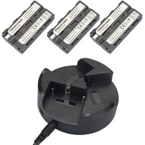 بطارية بديلة NP-F550 نيو موا (عبوة من 3 قطع) ومجموعة شاحن 3 قنوات لسوني NP-F550 وسوني CCD-SC55 TR516 TR716 TR818 TR910 TR917 in Kuwait