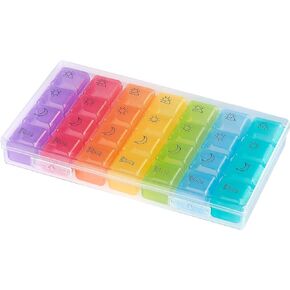 برايميد منظم حبوب الدواء الاسبوعي - منظم ادوية مكون من 28 خلية، اسبوع واحد مع 4 مساحات تخزين لكل يوم in Kuwait