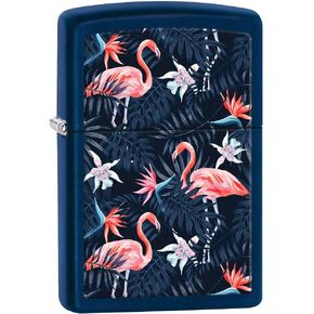 Zippo Lighter: Pink Flamingo Pattern - Navy Matte 80836 in Kuwait