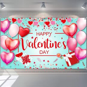 Sumind Happy Valentine's Day Backdrop Banner Heart Photography Background Large Size Valentine's Day Background Banner Valentines Day Party Decorations Photo Booth Prop(Black Background) in Kuwait