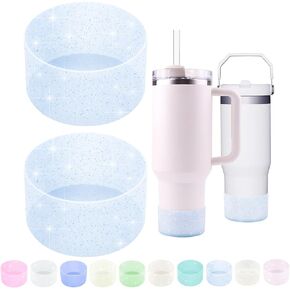 WORBSS 2 pack Glitter Silicone Boot Sleeve Accessories for Stanley Cup H2.0 40oz & Hydro Flask 12-24oz & Simple Modern Tumbler with 2.85-3.0in Anti Slip Bottom Cover Bumper for Water and Sport Bottle in Kuwait