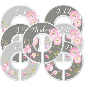 Nursery Closet Dividers, Closet Organizers, Baby Girl Clothes Organizers Pink Grey Floral in Kuwait