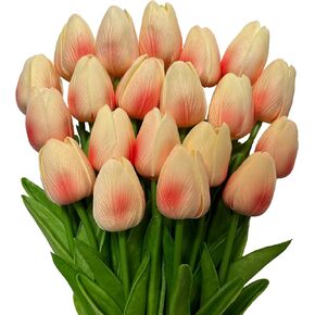 IPLNTS 20 قطعة من زهرة التوليب الاصطناعية الحمراء PU ذات اللمس الحقيقي لديكور المنزل وحفلات الزفاف والعرائس وعقد باقة زهور اصطناعية (النوع الأحمر)