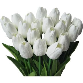 20PCS All Saints' Day Black Artificial Flower Tulips PU Real Touch Tulips for Home Wedding Decoration Brides Hand Holding Bouquet Artificial Flower Decoration in Kuwait