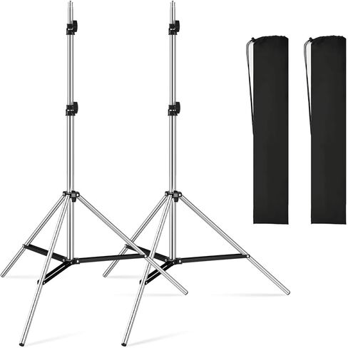 2 حزمة من حامل إضاءة التصوير الفوتوغرافي 187 سم / 73.6 بوصة حامل ثلاثي القوائم من الألومنيوم مع حقيبة حمل حامل إضاءة مدمج للسفر قابل للطي 27.5 بوصة أقصى تحميل 33 رطلًا لإضاءة الحلقة LED ضوء Speedlite Flash Mini Softbox in Kuwait