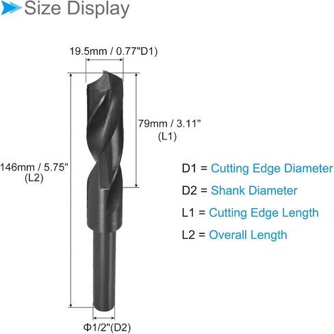 CoCud Reduced Shank Drill Bit, 28mm Cutting Edge 1/2" Shank, Nitride Coated High Speed Steel 9341 Twist Drill Bits - (Applications: for Stainless Steel Metal Wood) in Saudi Arabia