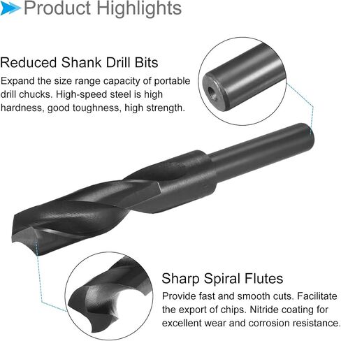 CoCud Reduced Shank Drill Bit, 28mm Cutting Edge 1/2" Shank, Nitride Coated High Speed Steel 9341 Twist Drill Bits - (Applications: for Stainless Steel Metal Wood) in Saudi Arabia
