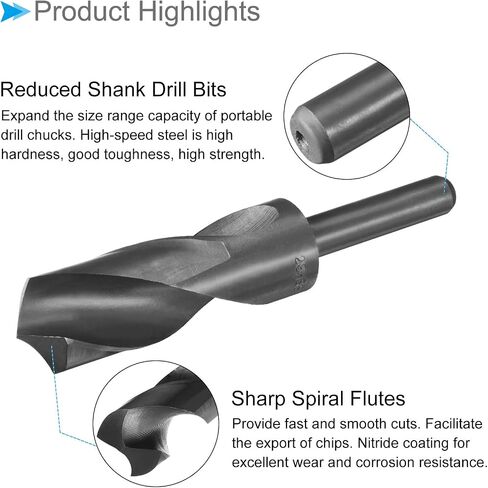 CoCud Reduced Shank Drill Bit, 28mm Cutting Edge 1/2" Shank, Nitride Coated High Speed Steel 9341 Twist Drill Bits - (Applications: for Stainless Steel Metal Wood) in Saudi Arabia