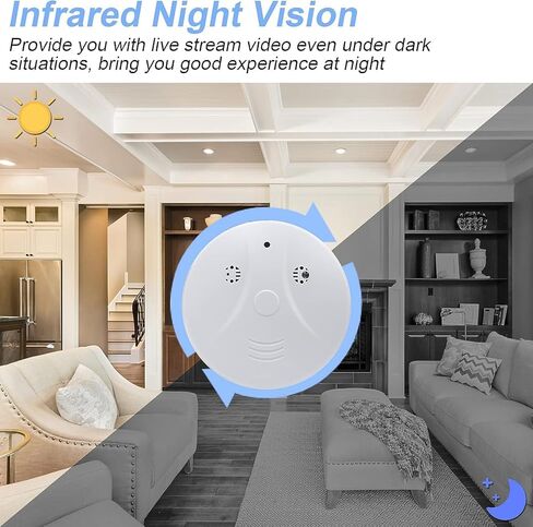 ZTCOLIFE Hidden Camera Smoke Detector WiFi Spy Camera Hidden Cameras with Video 1080P HD Wireless Nanny Cam with Night Vision and Motion Detection Small Camera Indoor Camera for Home Security in Kuwait