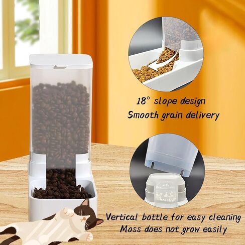 Hamiledyi Pets Feeder Set Automatic Dog Gravity Food and Water Dispenser Set with Pet Food Bowl 3.8L Travel Supply Feeder for Cat Rabbit Large Capacity(White) in Saudi Arabia