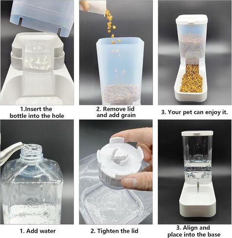Hamiledyi Pets Feeder Set Automatic Dog Gravity Food and Water Dispenser Set with Pet Food Bowl 3.8L Travel Supply Feeder for Cat Rabbit Large Capacity(White) in Saudi Arabia
